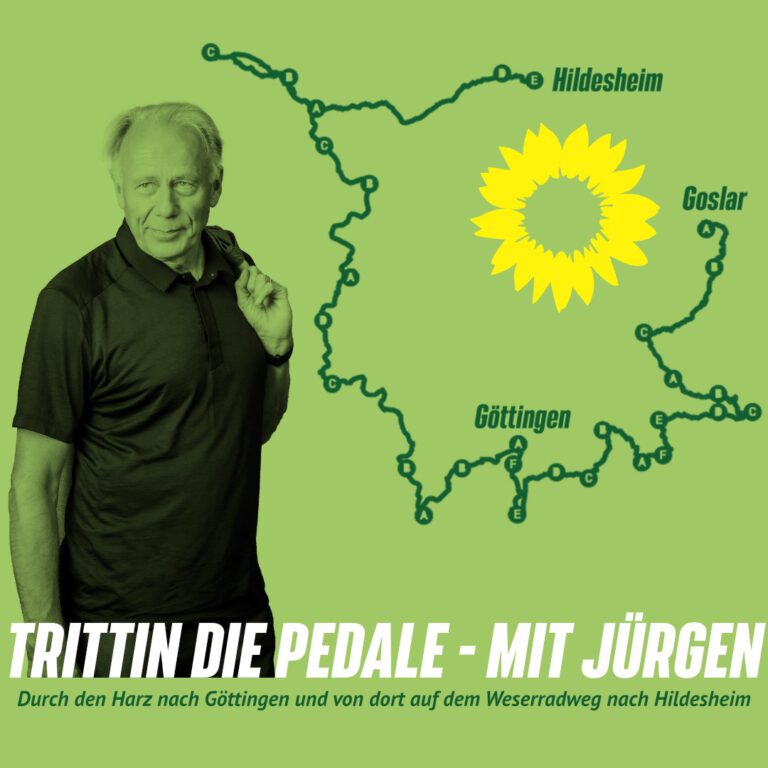 Trittin die Pedale | Jürgen Trittin auf dem Hohen Hagen bei Dransfeld